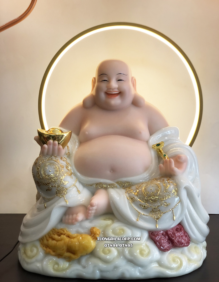 Tượng Phật Di Lặc Trắng Ngự Mây PDL-053